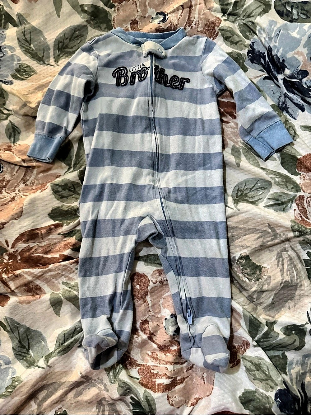 Carter's Little Brother 2-Way Zip Cotton Sleep & Play Footie Blue & White 6M